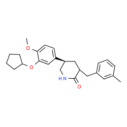 ChemSpider 2D Image | (5R)-5-[3-(Cyclopentyloxy)-4-methoxyphenyl]-3-(3-methylbenzyl)-2-piperidinone | C25H31NO3