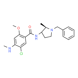 ChemSpider 2D Image | N-[(2R)-1-Benzyl-2-methyl-3-pyrrolidinyl]-5-chloro-2-methoxy-4-(methylamino)benzamide | C21H26ClN3O2