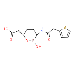 ChemSpider 2D Image | {(6S)-2-Hydroxy-3-[(2-thienylacetyl)amino]-1,2-oxaborinan-6-yl}acetic acid | C12H16BNO5S