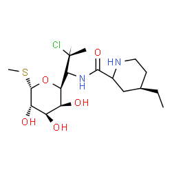 ChemSpider 2D Image | Methyl (5S)-5-[(2S)-2-chloro-1-({[(4R)-4-ethyl-2-piperidinyl]carbonyl}amino)propyl]-1-thio-beta-D-arabinopyranoside | C17H31ClN2O5S