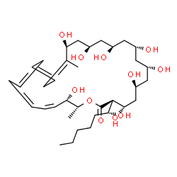 ChemSpider 2D Image | (3R,4S,6S,8S,10R,12R,14R,16S,27S,28R)-4,6,8,10,12,14,16,27-Octahydroxy-3-[(1R)-1-hydroxyhexyl]-17,28-dimethyloxacyclooctacosa-17,19,21,23,25-pentaen-2-one | C35H58O11