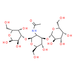 ChemSpider 2D Image | beta-D-Galactopyranosyl-(1->3)-(2xi)-2-acetamido-2-deoxy-beta-D-arabino-hexopyranosyl-(1->3)-alpha-D-galactopyranose | C20H35NO16