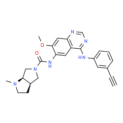 ChemSpider 2D Image | (3aR,6aR)-N-{4-[(3-Ethynylphenyl)amino]-7-methoxy-6-quinazolinyl}-1-methylhexahydropyrrolo[3,4-b]pyrrole-5(1H)-carboxamide | C25H26N6O2