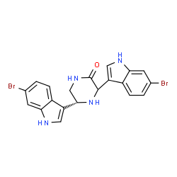 ChemSpider 2D Image | (5R)-3,5-Bis(6-bromo-1H-indol-3-yl)-2-piperazinone | C20H16Br2N4O