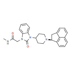 ChemSpider 2D Image | 2-(3-{1-[(1S)-1,2-Dihydro-1-acenaphthylenyl]-4-piperidinyl}-2-oxo-2,3-dihydro-1H-benzimidazol-1-yl)-N-methylacetamide | C27H28N4O2