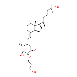 ChemSpider 2D Image | (1R,2R,3R,5E,7E)-2-(3-Hydroxypropoxy)-9,10-secocholesta-5,7,10-triene-1,3,25-triol | C30H50O5