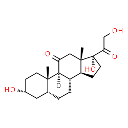 ChemSpider 2D Image | (3alpha,5beta)-3,17,21-Trihydroxy(9-~2~H)pregnane-11,20-dione | C21H31DO5