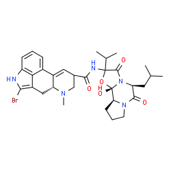 ChemSpider 2D Image | (2'xi,5alpha,5'alpha,8xi)-2-Bromo-12'-hydroxy-5'-isobutyl-2'-isopropyl-3',6',18-trioxoergotaman | C32H40BrN5O5