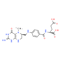 ChemSpider 2D Image | N-[4-({[(6S)-2-Imino-5-(~13~C)methyl-4-oxo-1,2,3,4,5,6,7,8-octahydro-6-pteridinyl]methyl}amino)benzoyl]-L-glutamic acid | C1913CH25N7O6