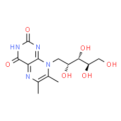 ChemSpider 2D Image | 1-Deoxy-1-(6,7-dimethyl-2,4-dioxo-3,4-dihydro-8(2H)-pteridinyl)-D-arabinitol | C13H18N4O6