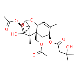 ChemSpider 2D Image | (2alpha,3alpha,4beta,8alpha)-3,15-Diacetoxy-4-hydroxy-12,13-epoxytrichothec-9-en-8-yl 3-hydroxy-3-methylbutanoate | C24H34O10