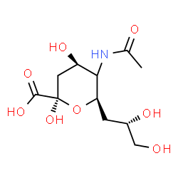 ChemSpider 2D Image | (5xi,6R)-5-Acetamido-3,5-dideoxy-6-[(2S)-2,3-dihydroxypropyl]-beta-L-glycero-hex-2-ulopyranosonic acid | C11H19NO8