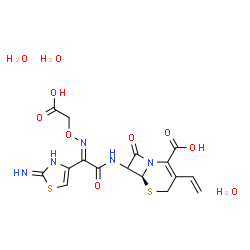 ChemSpider 2D Image | (6S)-7-{[(2E)-2-[(Carboxymethoxy)imino]-2-(2-imino-2,3-dihydro-1,3-thiazol-4-yl)acetyl]amino}-8-oxo-3-vinyl-5-thia-1-azabicyclo[4.2.0]oct-2-ene-2-carboxylic acid trihydrate | C16H21N5O10S2