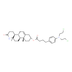 ChemSpider 2D Image | (4aS,4bR,10aR,10bS)-10a,12a-Dimethyl-2-oxo-1,2,3,4,4a,4b,5,7,8,9,10,10a,10b,11,12,12a-hexadecahydronaphtho[2,1-f]quinolin-8-yl 4-{4-[bis(2-chloroethyl)amino]phenyl}butanoate | C33H46Cl2N2O3