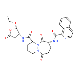 ChemSpider 2D Image | (9R)-N-[(2S)-2-Ethoxy-5-oxotetrahydro-3-furanyl]-9-[(1-isoquinolinylcarbonyl)amino]-6,10-dioxooctahydro-6H-pyridazino[1,2-a][1,2]diazepine-1-carboxamide | C26H29N5O7