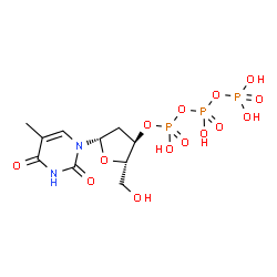 ChemSpider 2D Image | 1-[2-Deoxy-3-O-(hydroxy{[hydroxy(phosphonooxy)phosphoryl]oxy}phosphoryl)-beta-L-erythro-pentofuranosyl]-5-methyl-2,4(1H,3H)-pyrimidinedione | C10H17N2O14P3