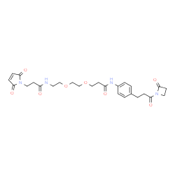 ChemSpider 2D Image | 3-(2,5-dioxopyrrol-1-yl)-N-(2-{2-[2-({4-[3-oxo-3-(2-oxoazetidin-1-yl)propyl]phenyl}carbamoyl)ethoxy]ethoxy}ethyl)propanamide | C26H32N4O8