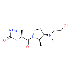 ChemSpider 2D Image | 1-[(2S)-1-{(2R,3R)-3-[(2-Hydroxyethyl)(methyl)amino]-2-methyl-1-pyrrolidinyl}-1-oxo-2-propanyl]urea | C12H24N4O3