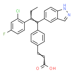 ChemSpider 2D Image | (2E)-3-{4-[(1E)-2-(2-Chloro-4-fluorophenyl)-1-(1H-indazol-5-yl)-1-buten-1-yl]phenyl}acrylic acid | C26H20ClFN2O2