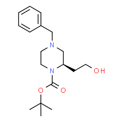 ChemSpider 2D Image | 2-Methyl-2-propanyl (2R)-4-benzyl-2-(2-hydroxyethyl)-1-piperazinecarboxylate | C18H28N2O3