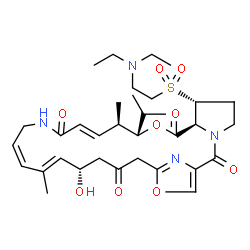 ChemSpider 2D Image | (6R,7S,10S,11R,12E,17Z,19E,21S)-6-{[2-(Diethylamino)ethyl]sulfonyl}-21-hydroxy-10-isopropyl-11,19-dimethyl-9,26-dioxa-3,15,28-triazatricyclo[23.2.1.0~3,7~]octacosa-1(27),12,17,19,25(28)-pentaene-2,8,1
4,23-tetrone | C34H50N4O9S