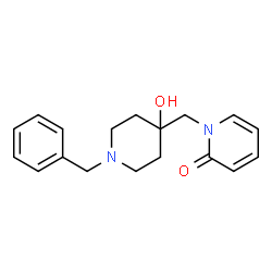 ChemSpider 2D Image | 1-[(1-Benzyl-4-hydroxy-4-piperidinyl)methyl]-2(1H)-pyridinone | C18H22N2O2