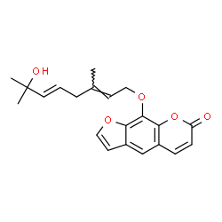 ChemSpider 2D Image | 9-{[(2E,5E)-7-Hydroxy-3,7-dimethyl-2,5-octadien-1-yl]oxy}-7H-furo[3,2-g]chromen-7-one | C21H22O5