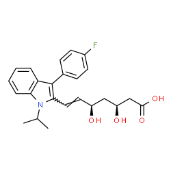 ChemSpider 2D Image | (3S,5R,6E)-7-[3-(4-Fluorophenyl)-1-isopropyl-1H-indol-2-yl]-3,5-dihydroxy-6-heptenoic acid | C24H26FNO4