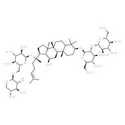 ChemSpider 2D Image | (3beta,5xi,12beta)-3-{[2-O-(beta-D-Glucopyranosyl)-beta-D-glucopyranosyl]oxy}-12-hydroxydammar-24-en-20-yl 6-O-beta-D-xylopyranosyl-alpha-D-glucopyranoside | C53H90O22
