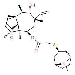 ChemSpider 2D Image | (1S,2R,3S,4S,6R,7S,8R,14R)-3-Hydroxy-2,4,7,14-tetramethyl-9-oxo-4-vinyltricyclo[5.4.3.0~1,8~]tetradec-6-yl {[(3-exo)-8-methyl-8-azabicyclo[3.2.1]oct-3-yl]sulfanyl}acetate | C30H47NO4S