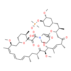 ChemSpider 2D Image | (1R,2R,4S)-4-{(2R)-2-[(1R,9S,12S,15R,16E,18R,19R,21R,23S,24E,26E,28Z,30S,32S,35R)-1,18-Dihydroxy-19,30-dimethoxy-15,17,21,23,29,35-hexamethyl-2,3,10,14,20-pentaoxo-11,36-dioxa-4-azatricyclo[30.3.1.0~4
,9~]hexatriaconta-16,24,26,28-tetraen-12-yl]propyl}-2-methoxycyclohexyl dimethylphosphinate | C53H84NO14P