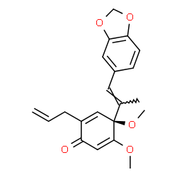 ChemSpider 2D Image | (4S)-2-Allyl-4-[(1E)-1-(1,3-benzodioxol-5-yl)-1-propen-2-yl]-4,5-dimethoxy-2,5-cyclohexadien-1-one | C21H22O5