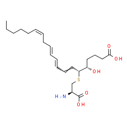 ChemSpider 2D Image | (5S,6R,7E,9E,11E,14Z)-6-{[(2R)-2-Amino-2-carboxyethyl]sulfanyl}-5-hydroxy-7,9,11,14-icosatetraenoic acid | C23H37NO5S