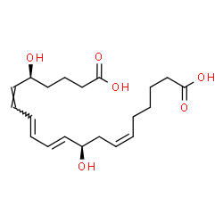 ChemSpider 2D Image | (5S,6Z,8E,10E,12R,14Z)-5,12-Dihydroxy-6,8,10,14-icosatetraenedioic acid | C20H30O6