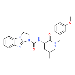 ChemSpider 2D Image | N-{1-[(3-Methoxybenzyl)amino]-4-methyl-1-oxo-2-pentanyl}-2,3-dihydro-1H-imidazo[1,2-a]benzimidazole-1-carboxamide | C24H29N5O3