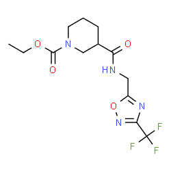 ChemSpider 2D Image | Ethyl 3-({[3-(trifluoromethyl)-1,2,4-oxadiazol-5-yl]methyl}carbamoyl)-1-piperidinecarboxylate | C13H17F3N4O4