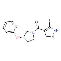 ChemSpider 2D Image | (5-Iodo-1H-pyrazol-4-yl)[3-(2-pyridinyloxy)-1-pyrrolidinyl]methanone | C13H13IN4O2