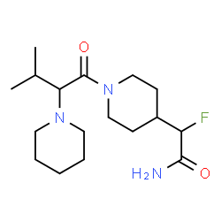 ChemSpider 2D Image | 2-Fluoro-2-{1-[3-methyl-2-(1-piperidinyl)butanoyl]-4-piperidinyl}acetamide | C17H30FN3O2