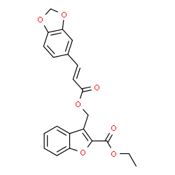 ChemSpider 2D Image | Ethyl 3-({[(2E)-3-(1,3-benzodioxol-5-yl)-2-propenoyl]oxy}methyl)-1-benzofuran-2-carboxylate | C22H18O7