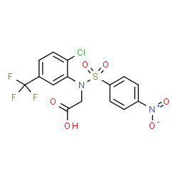 ChemSpider 2D Image | N-[2-Chloro-5-(trifluoromethyl)phenyl]-N-[(4-nitrophenyl)sulfonyl]glycine | C15H10ClF3N2O6S