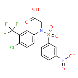 ChemSpider 2D Image | N-[4-Chloro-3-(trifluoromethyl)phenyl]-N-[(3-nitrophenyl)sulfonyl]glycine | C15H10ClF3N2O6S