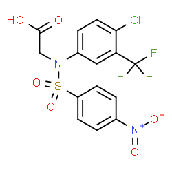 ChemSpider 2D Image | N-[4-Chloro-3-(trifluoromethyl)phenyl]-N-[(4-nitrophenyl)sulfonyl]glycine | C15H10ClF3N2O6S