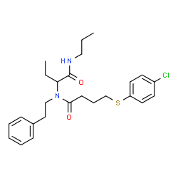 ChemSpider 2D Image | 4-[(4-Chlorophenyl)sulfanyl]-N-[1-oxo-1-(propylamino)-2-butanyl]-N-(2-phenylethyl)butanamide | C25H33ClN2O2S