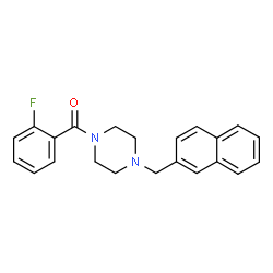 ChemSpider 2D Image | 1-(2-FLUOROBENZOYL)-4-(NAPHTHALEN-2-YLMETHYL)PIPERAZINE | C22H21FN2O