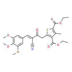 ChemSpider 2D Image | Diethyl 5-[(3E)-3-cyano-2-oxo-4-(3,4,5-trimethoxyphenyl)-3-buten-1-yl]-3-methyl-2,4-thiophenedicarboxylate | C25H27NO8S