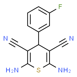 ChemSpider 2D Image | 2,6-Diamino-4-(3-fluorophenyl)-4H-thiopyran-3,5-dicarbonitrile | C13H9FN4S
