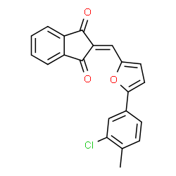 ChemSpider 2D Image | 2-{[5-(3-Chloro-4-methylphenyl)-2-furyl]methylene}-1H-indene-1,3(2H)-dione | C21H13ClO3