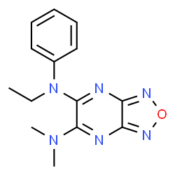 ChemSpider 2D Image | N-Ethyl-N',N'-dimethyl-N-phenyl[1,2,5]oxadiazolo[3,4-b]pyrazine-5,6-diamine | C14H16N6O