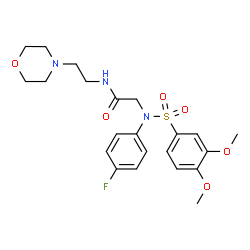 ChemSpider 2D Image | N~2~-[(3,4-Dimethoxyphenyl)sulfonyl]-N~2~-(4-fluorophenyl)-N-[2-(4-morpholinyl)ethyl]glycinamide | C22H28FN3O6S