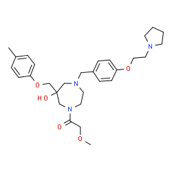 ChemSpider 2D Image | 1-(6-Hydroxy-6-[(4-methylphenoxy)methyl]-4-{4-[2-(1-pyrrolidinyl)ethoxy]benzyl}-1,4-diazepan-1-yl)-2-methoxyethanone | C29H41N3O5